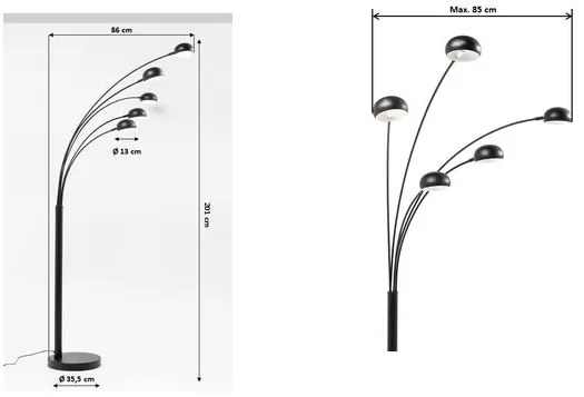 InternetovaZahrada - Kare Design Stojacia lampa Five Fingers - čierna matná