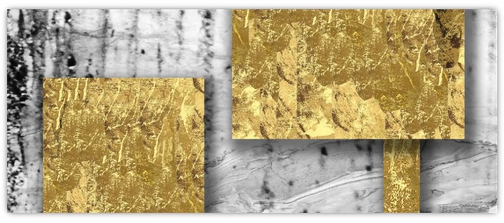 Obraz - Zlaté štvorce N⁰3 (120x50 cm)