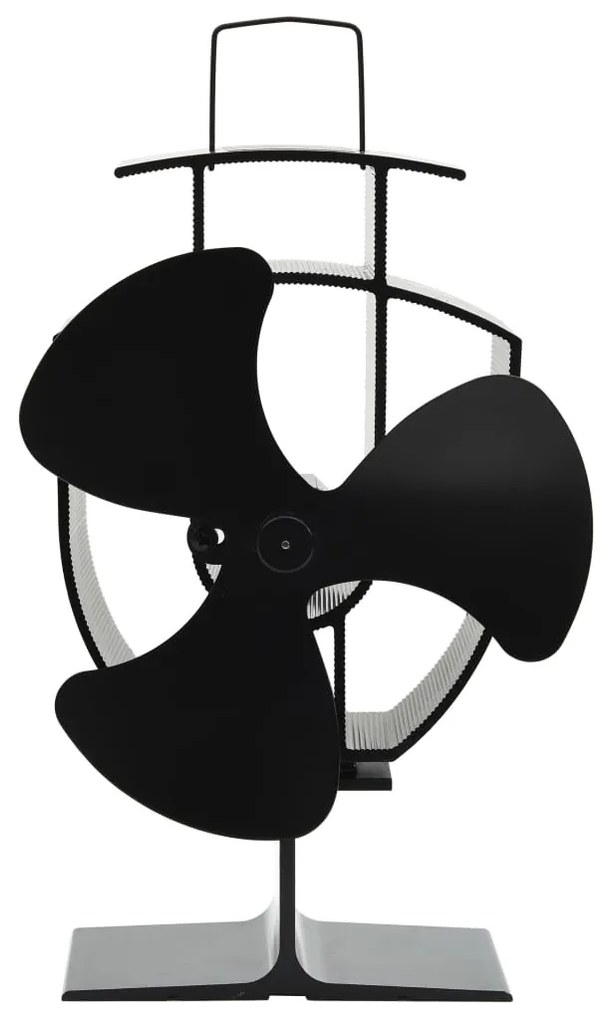 Teplom poháňaný ventilátor na krb s 3 lopatkami čierny