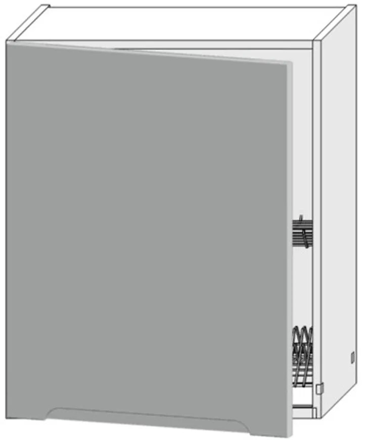 Skrinka do kuchyne Zoya W60su Alu svetlo šedá mat/biely