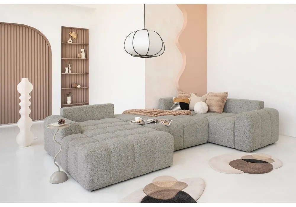 Svetlohnedá rozkladacia modulárna rohová pohovka s úložným priestorom (pravý roh) Lulu – Miuform