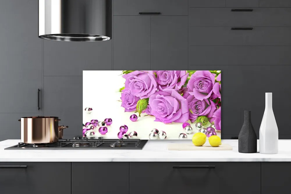 Nástenný panel  Ruže kvety 125x50 cm