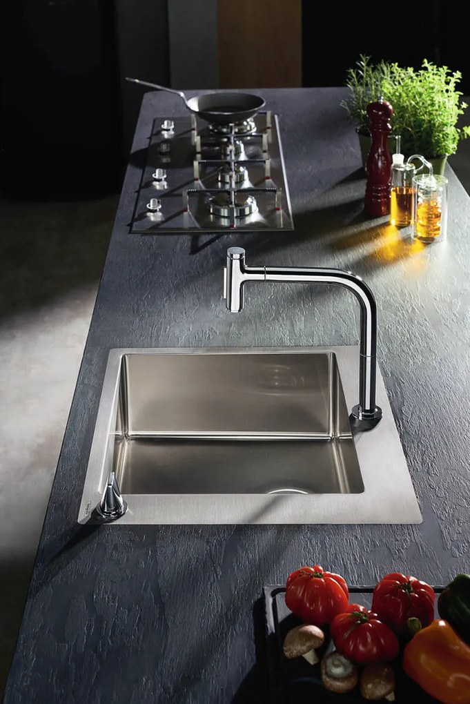 Hansgrohe S71, nerezový drez 660 vstavaný s otvorom na batériu, nerez, HAN-43302800