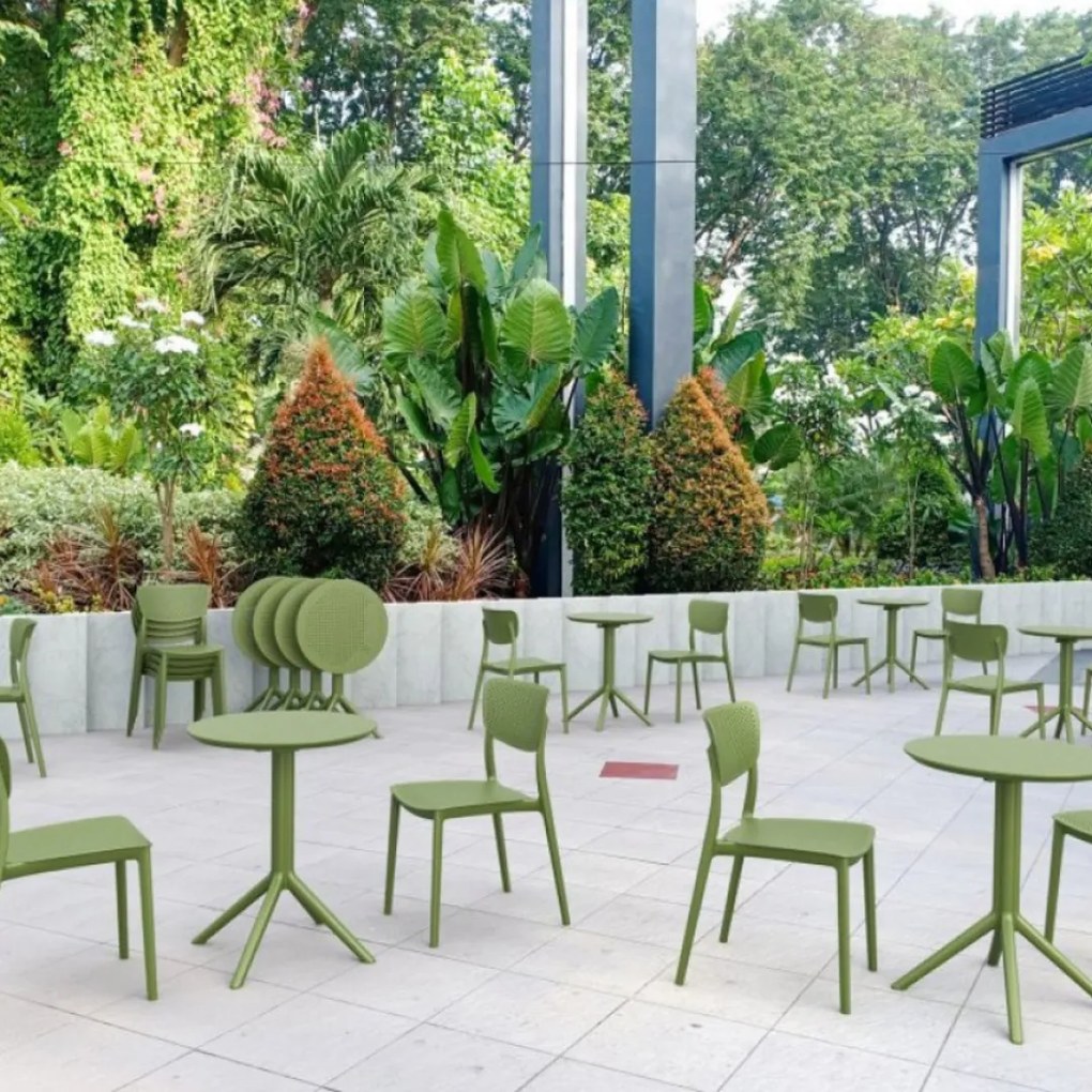 SKY FOLDING Ø60 sklopný záhradný stôl olive green