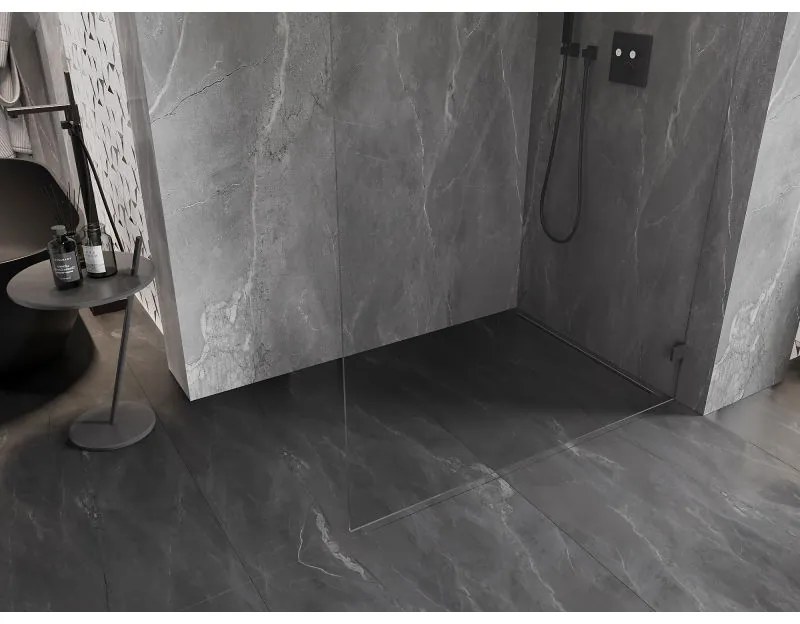 Mexen, Mexen Lunar L sprchová stena pravá 100 x 200 cm, priehľadná 8 mm, pištoľový kov - 830L-100-000-95-00-P