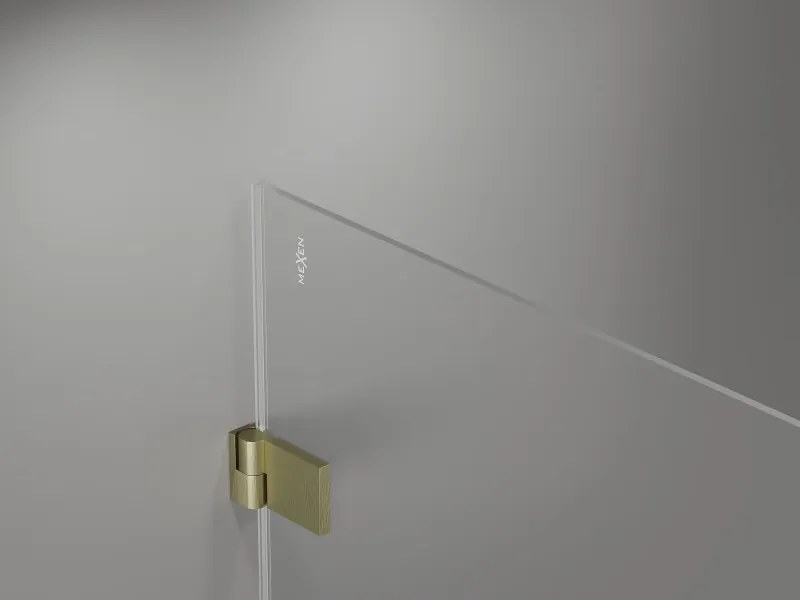 Mexen Lunar-B, výklopný sprchový kút ľavý 100 x 80 cm, 8mm číre sklo, zlatý kartáčovaný - 832-100-080-55-00-L