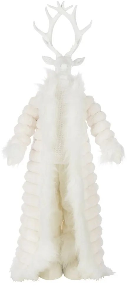 Biela dekorácia stojaci jeleň v kožúšku Deer - 32*21*92 cm
