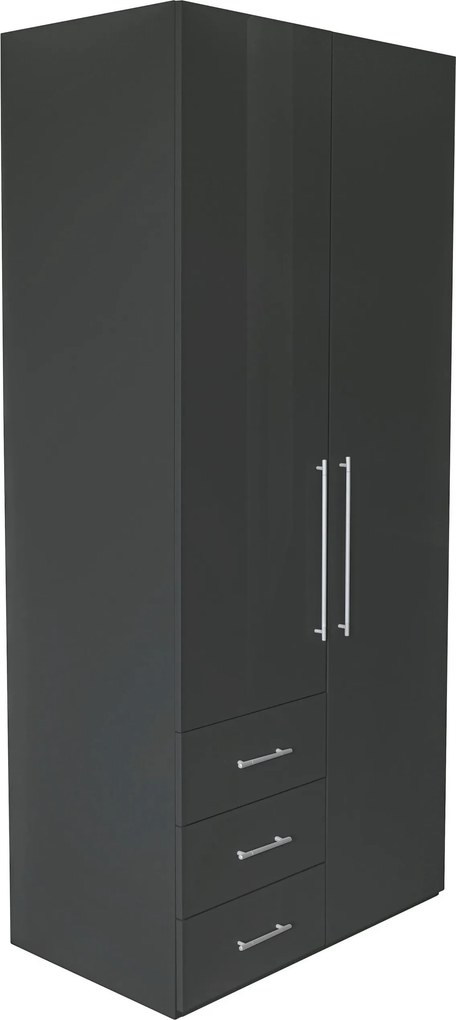 XXXLutz SKRIŇA S OTOČNÝMI DVERAMI, antracitová, antracitová s vysokým leskom, 98/218,6/59,4 cm Xora - Skrine - 000588000504