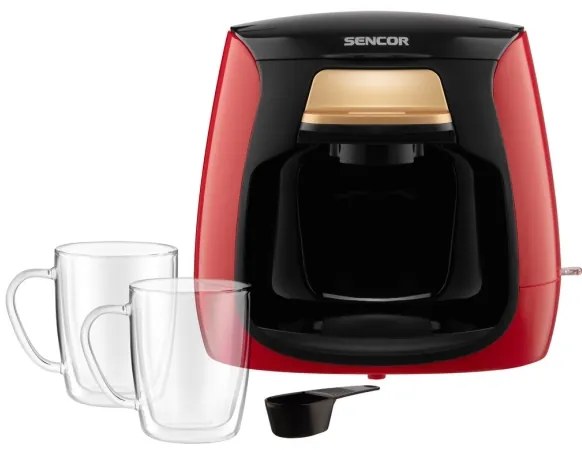 Sencor - Kávovar s dvomi hrnčekami 500W/230V červená/čierna