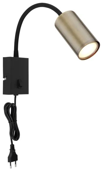 Globo 57911WM - Flexibilná nástenná lampa ROBBY 1xGU10/25W/230V čierna/mosadz