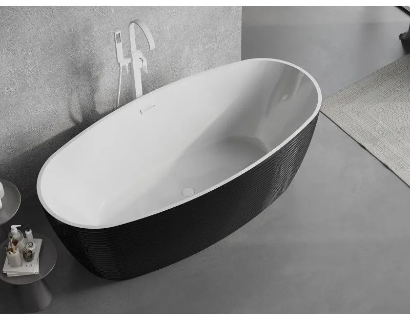 Mexen Lira, voľne stojaca vaňa, vzor, 170 x 80 cm, biela-čierna, przelew biały- 52831708075-20