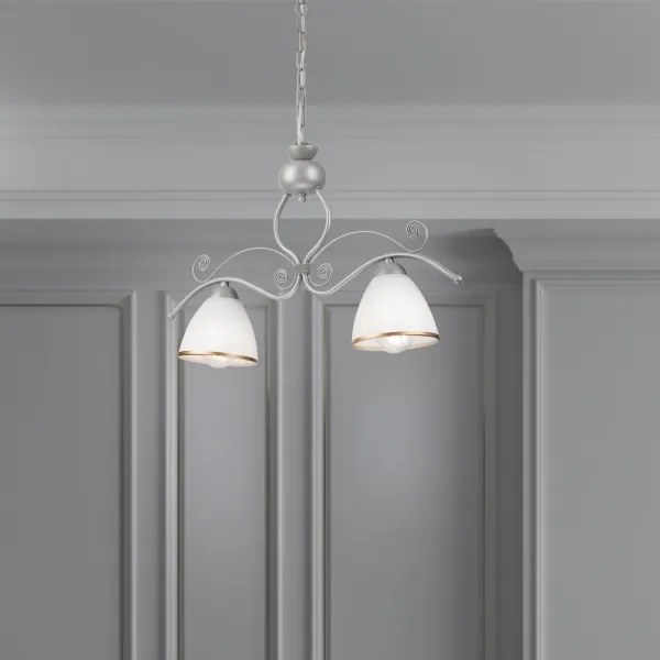 Luster na reťazi RETRO 2xE27/60W/230V strieborná