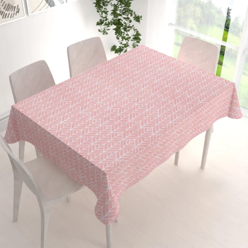 Biante Bavlnený obdĺžnikový obrus Sandra SA-211 Listy na staroružovom 120x180 cm