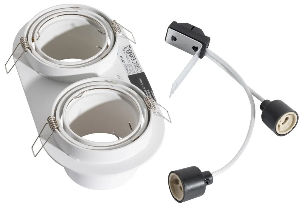 Okrúhle zapustené bodové svetlo biele GU10 70 mm výkyvné 2-svetlo - Installa