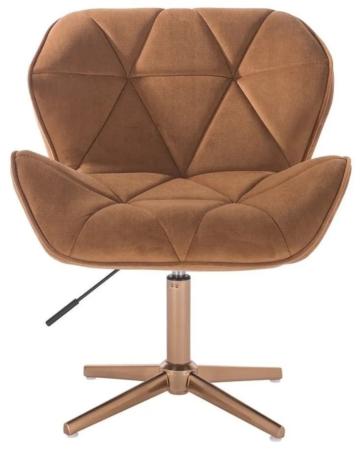 LuxuryForm DESIGN Stolička MILANO VELUR na zlatom kríži - hnedá