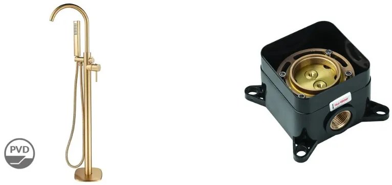 Laveo Pola, voľne stojaca vaňová batéria h-1081, zlatá matná, LAV-BAP_G1SB