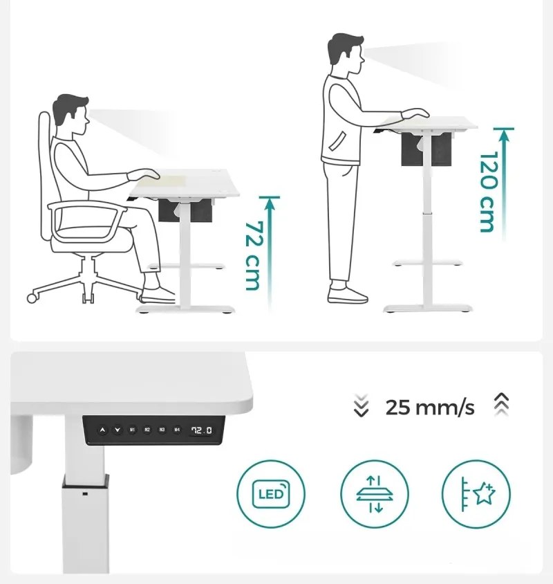 Písací stôl Paradis 140 cm výškovo nastaviteľný biely