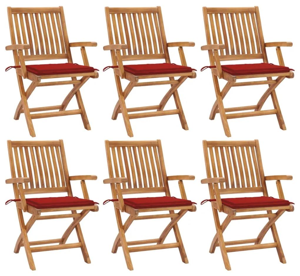 Skladacie záhradné stoličky s podložkami 6 ks tíkový masív 3072756