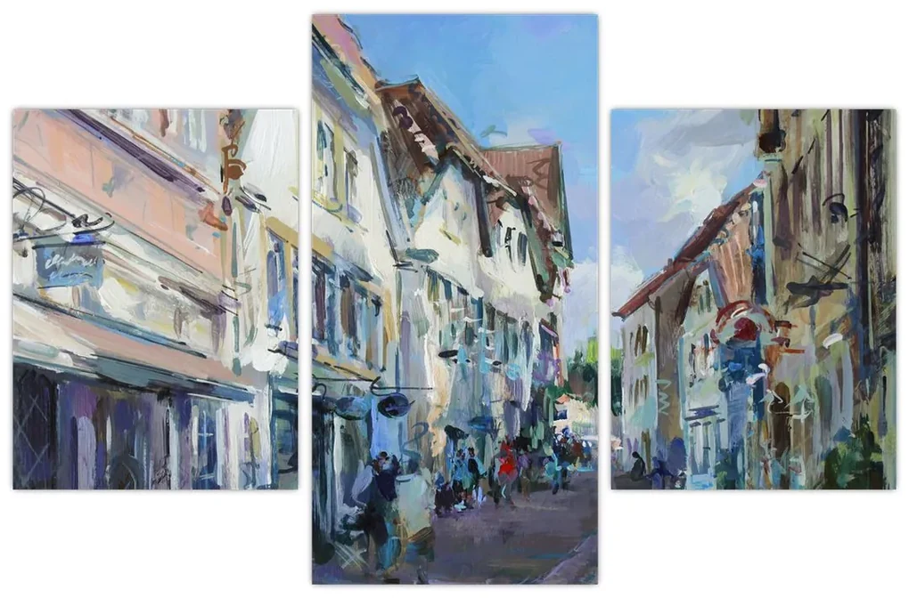 Obraz - Ulička starého mesta, akrylová maľba (90x60 cm)