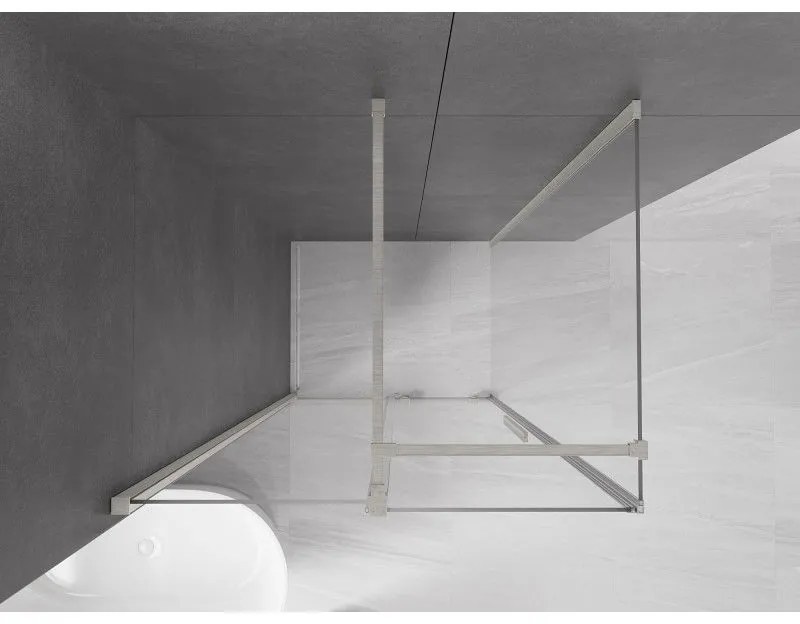 Mexen Velar, sprchový kút s posuvnými dverami 130 x 85 cm, 8mm číre sklo, brúsená oceľ, 871-130-085-01-97