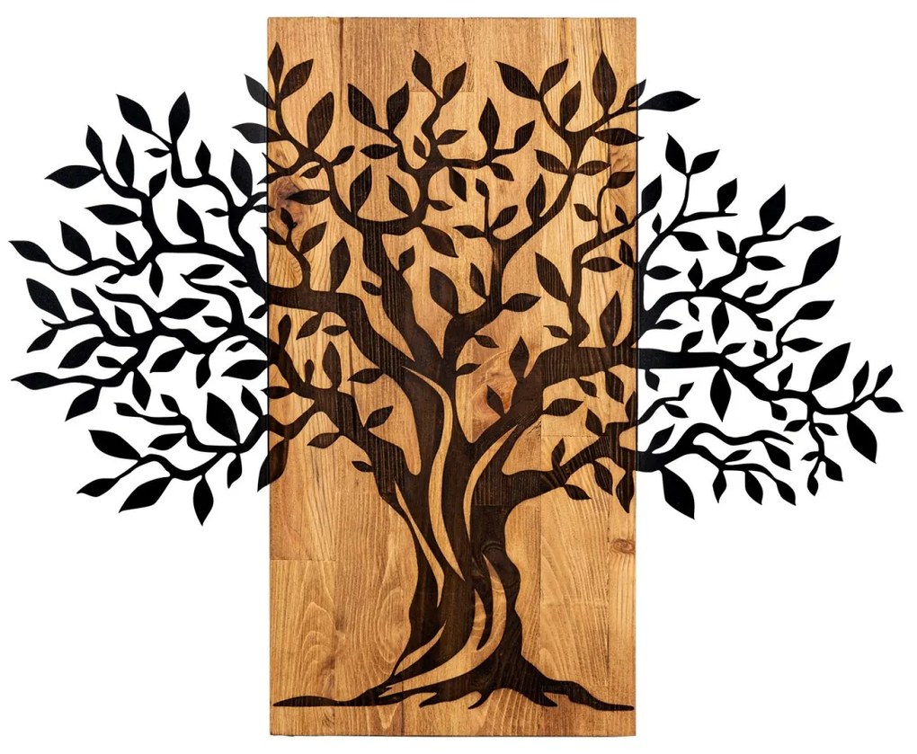 Nástenná dekorácia Agac tree II čierna/orech