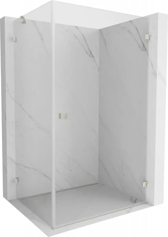 Mexen Lunar-B pravostranný výklopný sprchový kút 100 x 70 cm, číre sklo, brúsená oceľ, 832-100-070-97-00-P