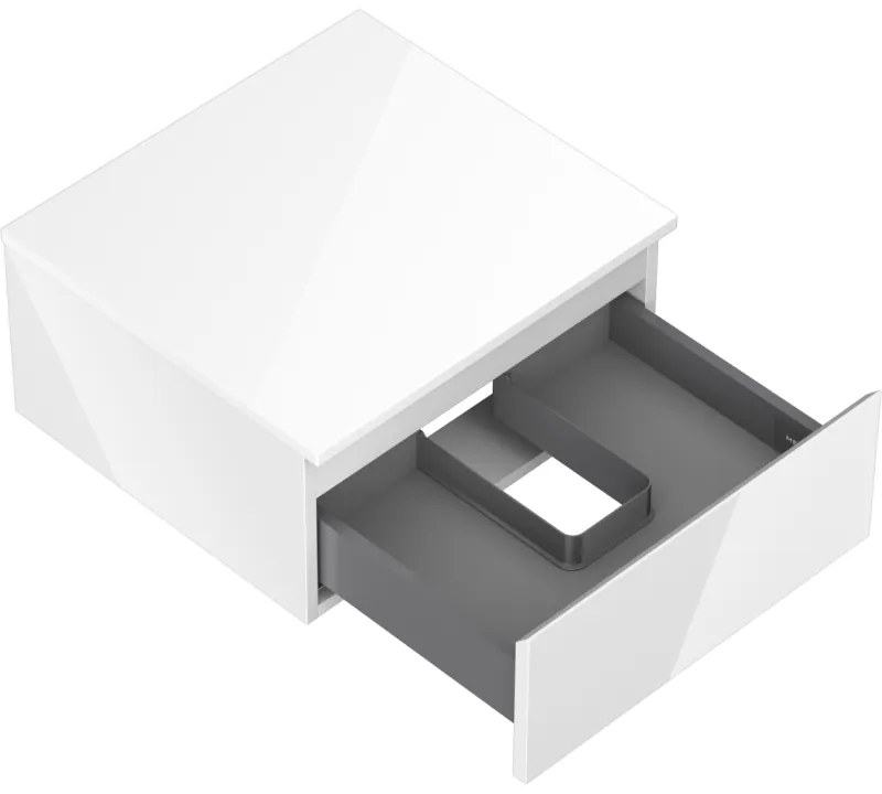 Mexen Orio, kúpeľňová skrinka 50 cm s hornou časťou, 1 zásuvka, biela lesklá, 91A10-05023-1-BFC00