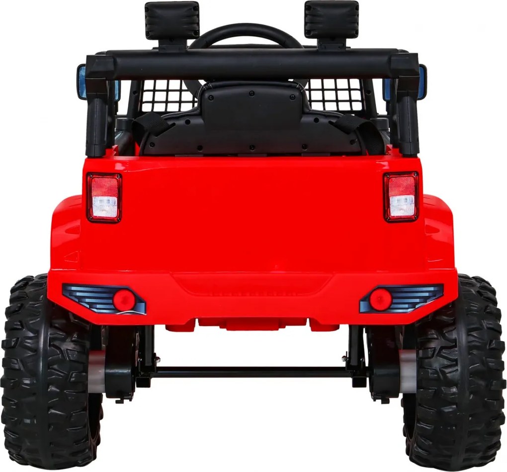 Ramiz Autíčko na batérie Jeep Dark Night pre deti Červené + pomalý štart + EVA + LED Audio