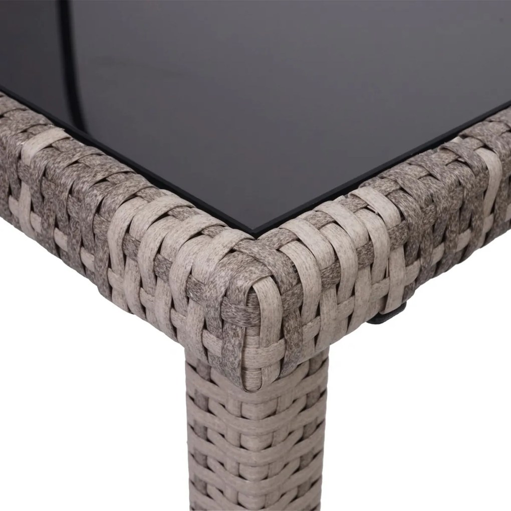 Záhradný stôl HWC-G19, polyratan,120x75cm - sivohnedá