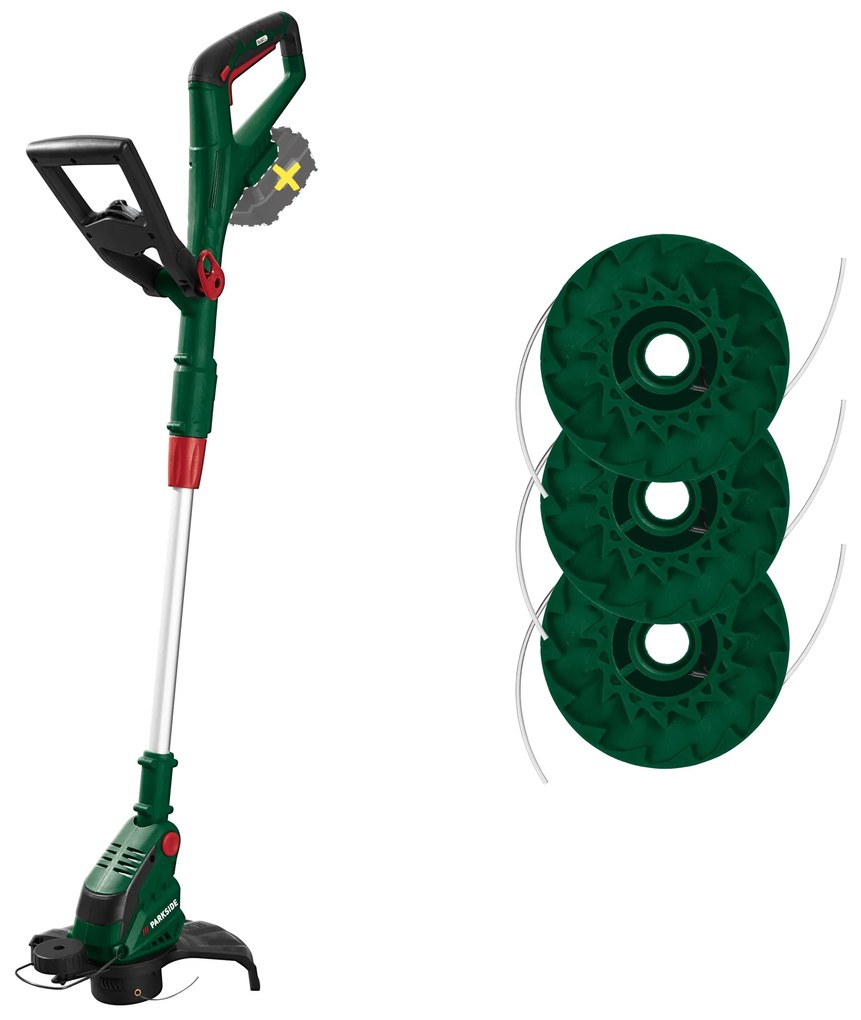 Parkside® Aku strunová kosačka Prta 20-Li C3 – bez akumulátora + Náhradné cievky so strunou PRT 550, Prta 20-Li, 3 kusy (800009455)