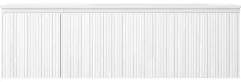 Mexen Rivel, kúpeľňová skrinka 160 cm s pravým umývadlom Vela, 1S, 1D, drážkovaná, biela matná, 91A23-16047-3-BBFF01-W23P01