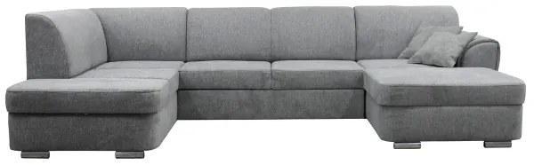 Rozkladacia rohová sedacia súprava SERPA v tvare U, ľavá, sivá, s úložným priestorom