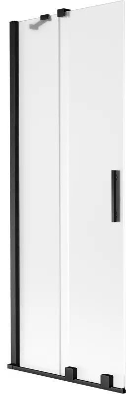 Mexen Velar, 2-krídlová posuvná vaňová zástena 75 x 150 cm, 8mm sklo námraza, čierna matná, 896-075-000-31-70