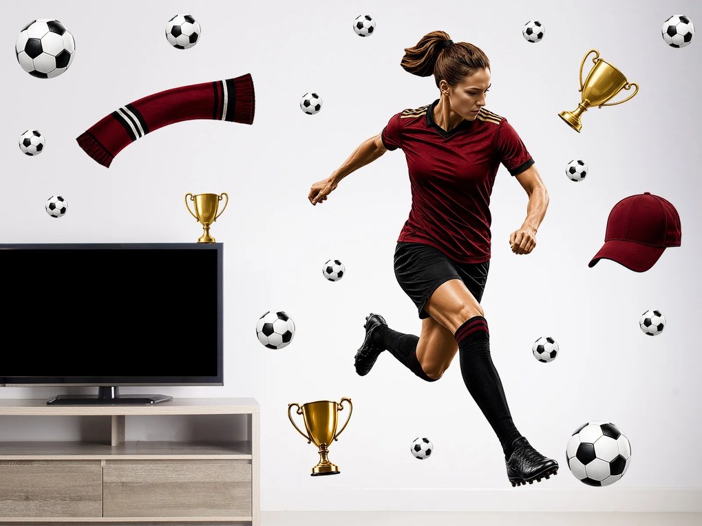 Futbalistka Sparta Praha na prianie športové nálepky na stenu arch 41 x 75 cm