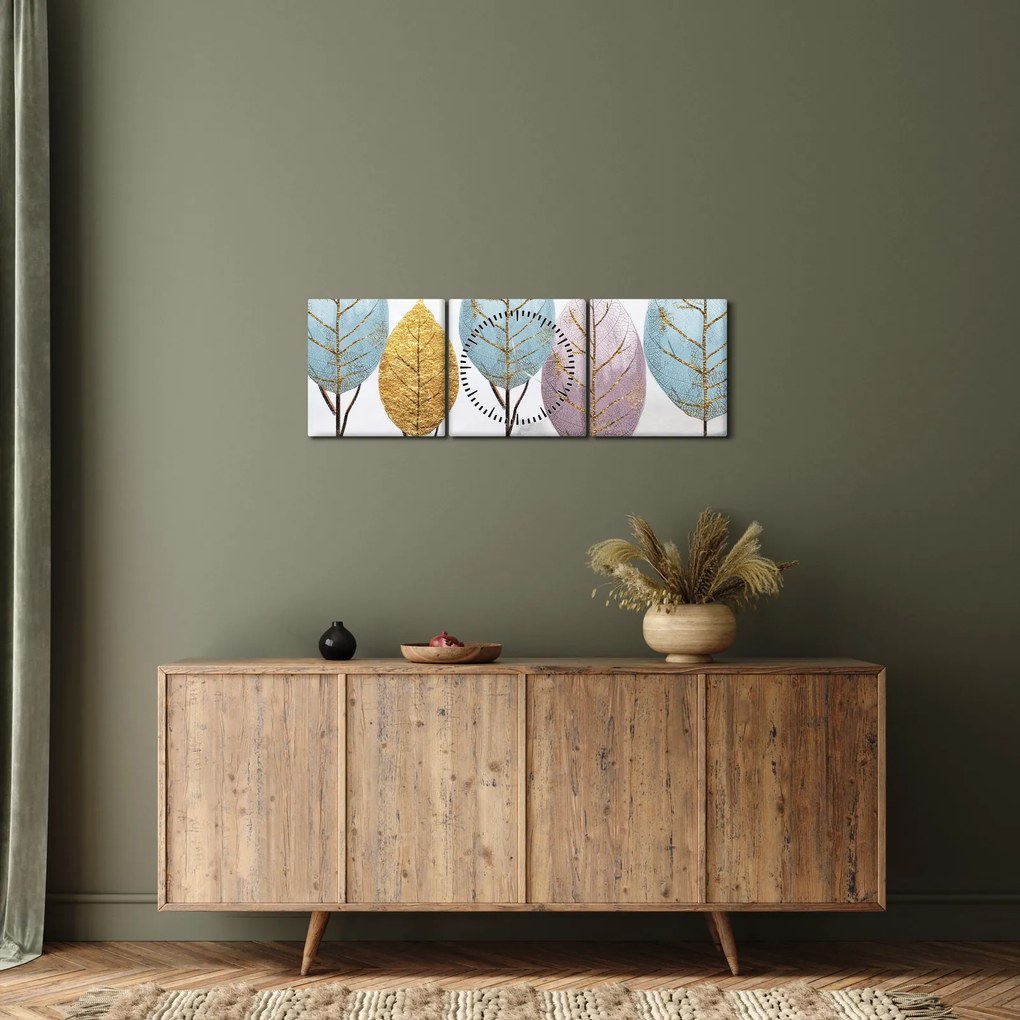 Obraz - Dizajnové stromy (s hodinami) (90x30 cm)