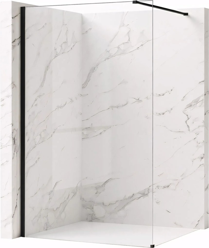 Bezrámová sprchová zástena REA FLEXI BLACK 90 cm, čierna/transparent - bez vaničky