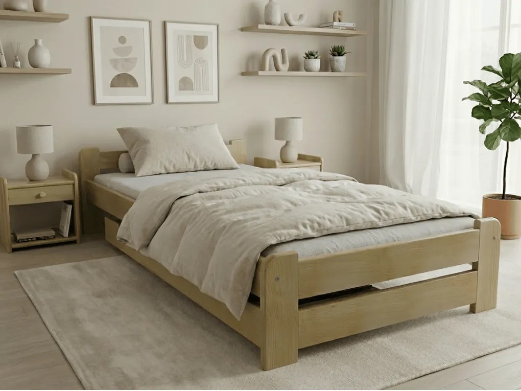 Posteľ Emily 90 x 200 cm, borovica Rošt: S lamelovým roštom, Matrac: Bez matraca