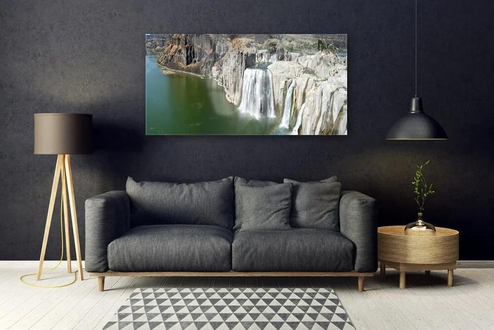 Obraz na akrylátovom skle Vodopád jazero príroda 120x60 cm