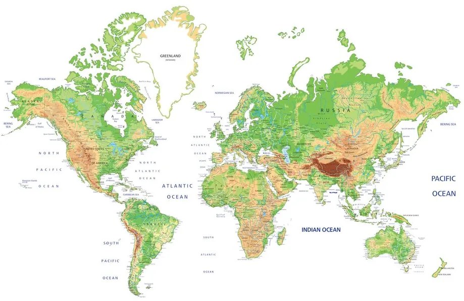 Obraz na korku klasická mapa sveta s bielym pozadím