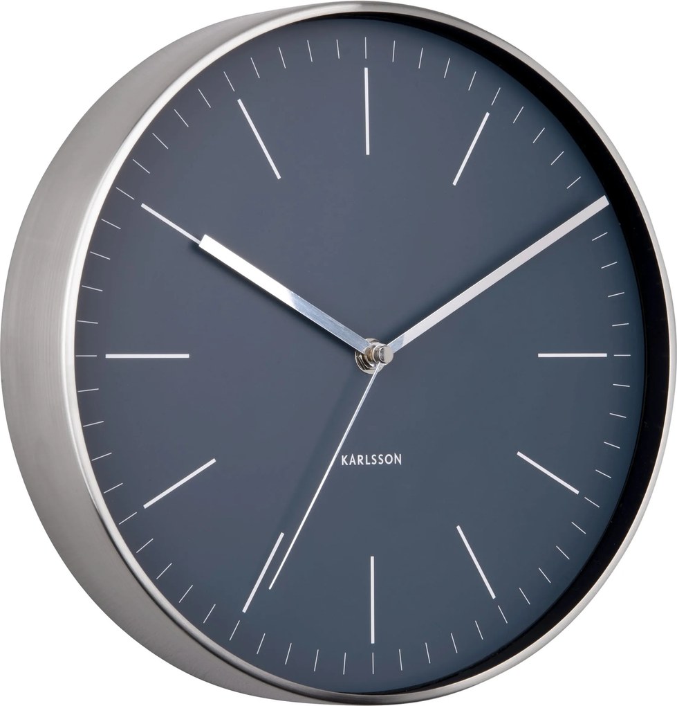 KARLSSON Nástenné hodiny Minimal modrá ∅ 27,5 × 5 cm