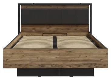 Dvojlôžková posteľ s úložným priestorom OREN 140x200 cm hnedá/čierna
