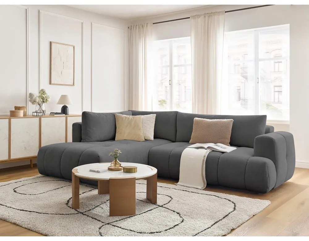 Tmavosivá rozkladacia/s úložným priestorom rohová pohovka (ľavý roh/do L) Fuji – Bobochic Paris