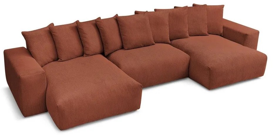 Menčestrová rohová pohovka v tehlovej farbe Voltaire – Bobochic Paris