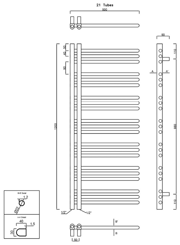 Sapho Sapho, DORLION vykurovacie teleso 500x1200mm, chrom, 1130-11
