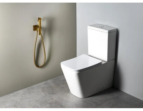 Sapho - Bidetová batéria CUBEMIX so sprškou pre podomietkovú inštaláciu, matná zlatá