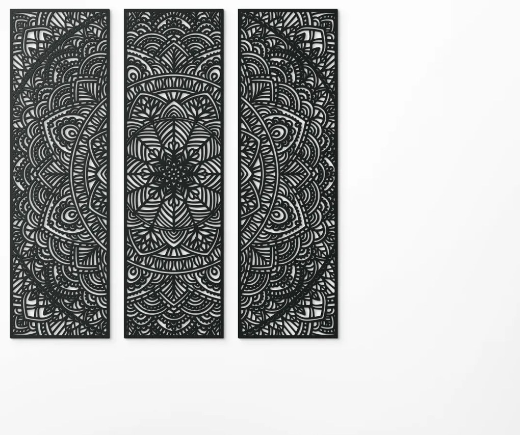drevko Viacdielna mandala na stenu Unikát Rozmer obrazu: 133 x 132 cm, Farba dekorácie: Čierna