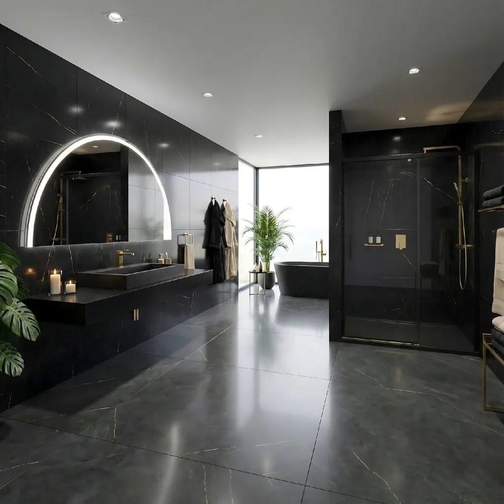 Rea Goya konglomerátové umývadlo, 50 x 37 cm, čierna matná, REA-U8778