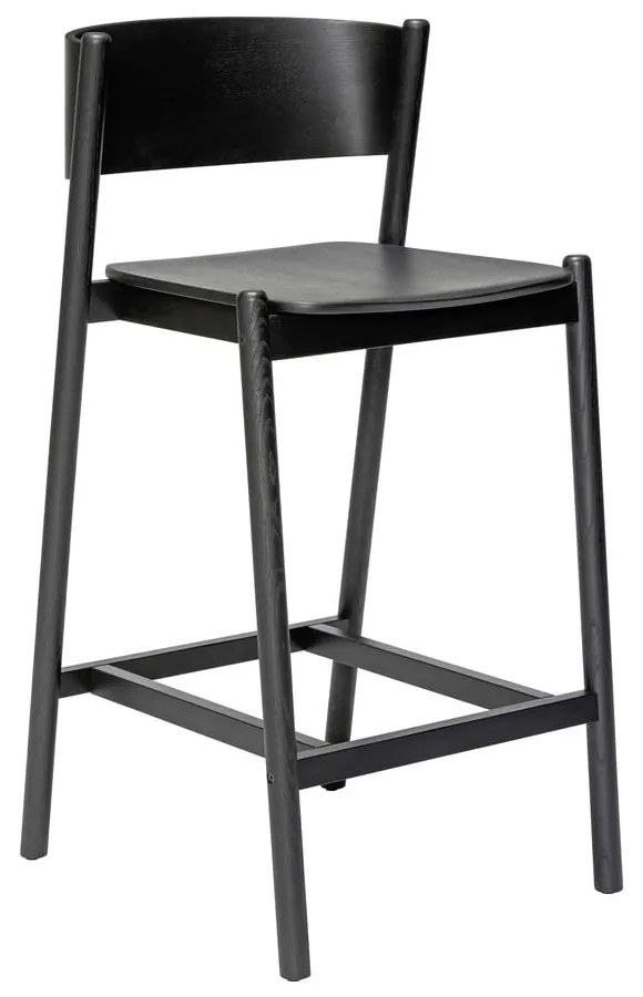 Čierna barová stolička v dekore duba (výška sedadla 75 cm) Oblique – Hübsch