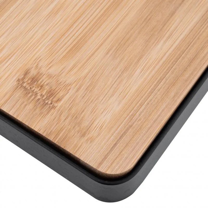 Držiak toaletného papiera s WC štetkou HANK - kov/bambus - čierny