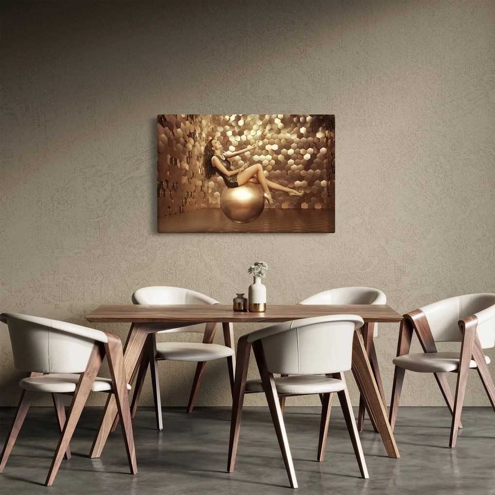 Obraz ženy v zlatej miestnosti (90x60 cm)